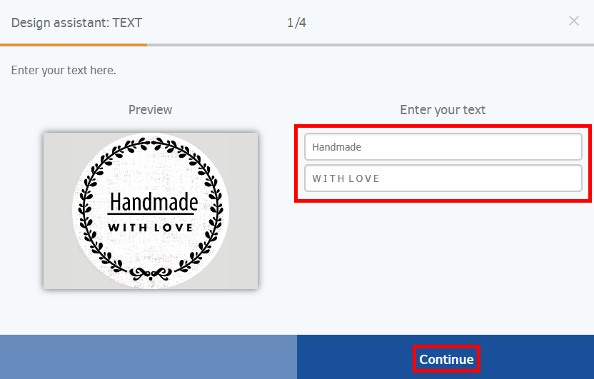 Ein grafisches Design mit dem Text "Handmade" und "WITH LOVE" in einem kreisförmigen Rahmen, umgeben von einem dekorativen Muster.