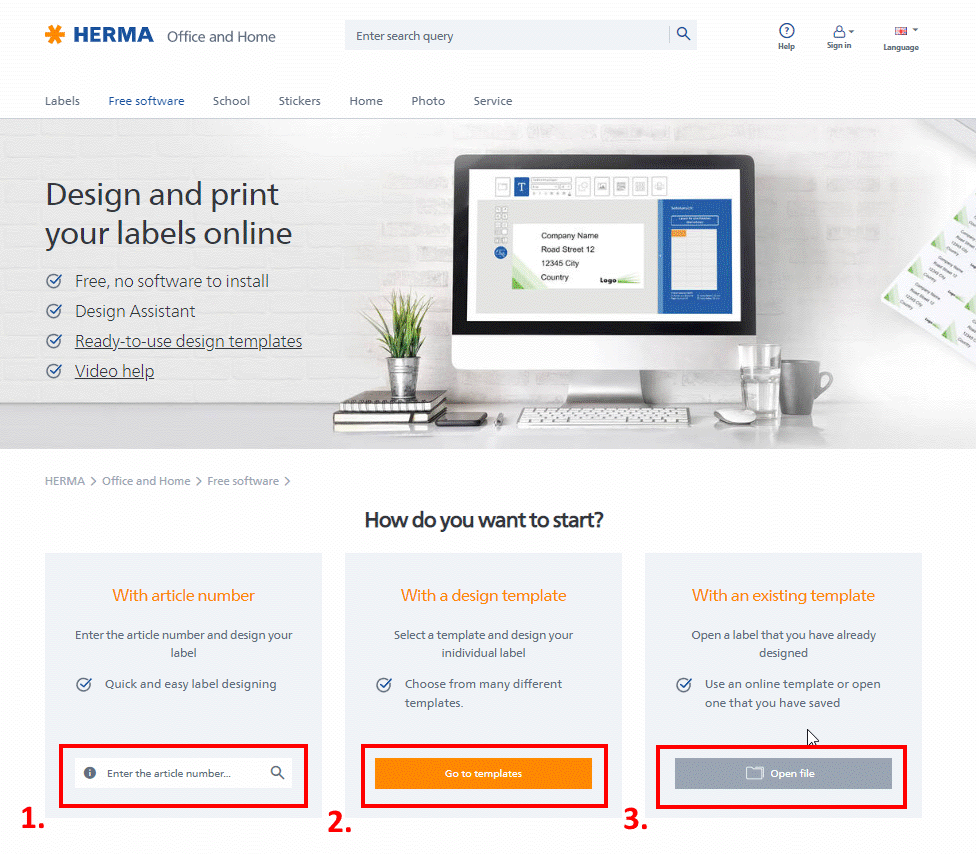 Main page Label Assistant Online